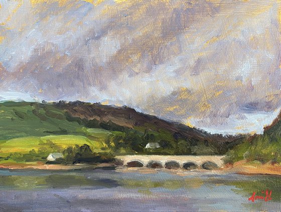 Original oil Impressionist countryside Peak District landscape.