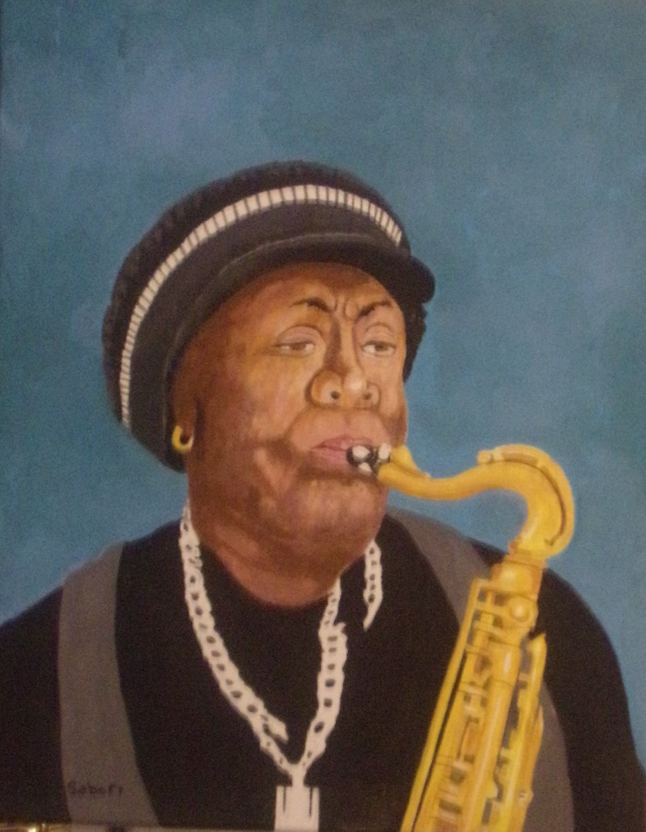 Impressionistic Portrait Acrylic Painting By Andrew Sabori, 16 X 20, Clarence Clemons, Original Artwork
