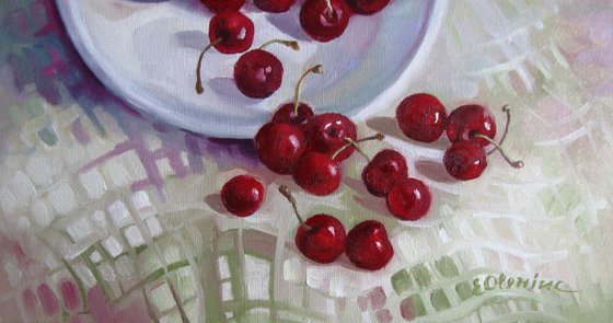 Plate with cherries