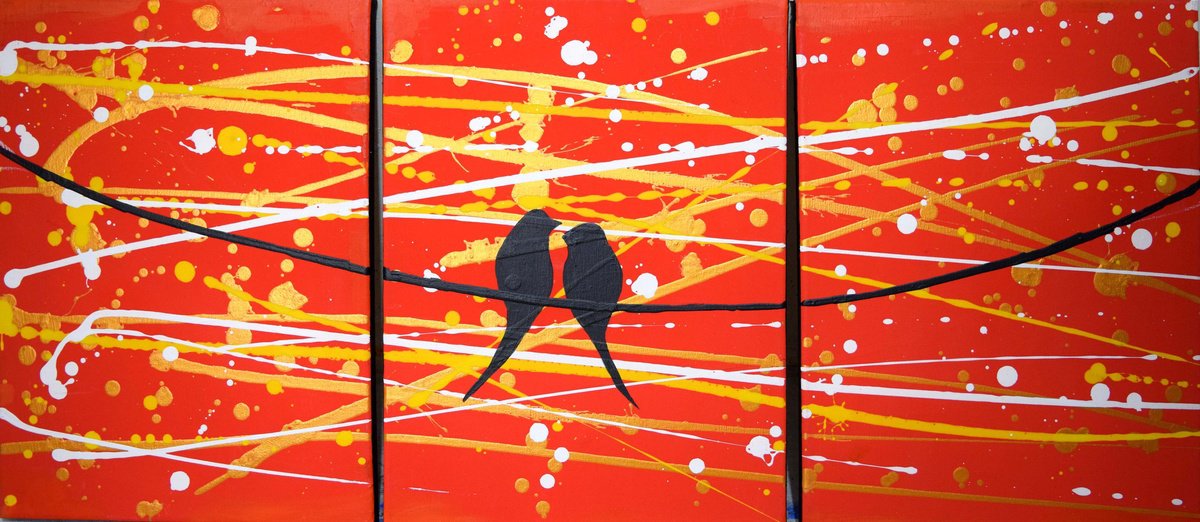 Impressionistic Animal Acrylic Painting By Stuart Wright, 35 X 16", Sitting In The Sunshine, Original Artwork