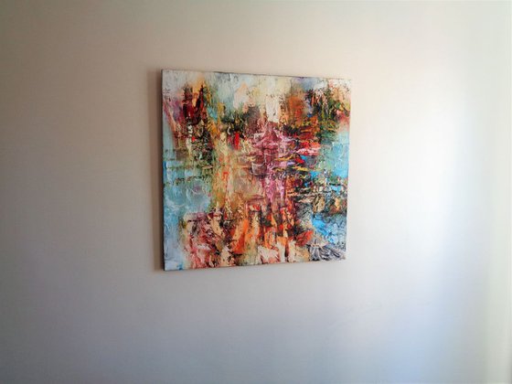 chaos amongst the calm - Abstract expressionism, abstract landscape. FREE POSTAGE!