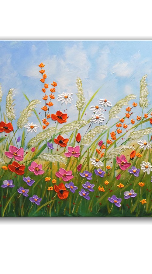 Blooming Field - Original Impasto Painting by Nataliya Stupak