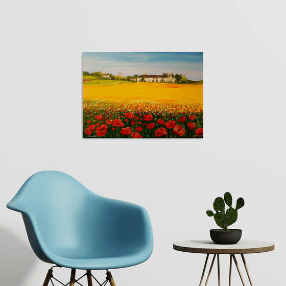 Spring  - original painting -countryside landscape