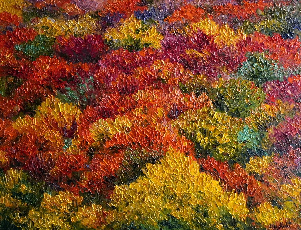 Impressionistic Landscape Oil Painting By Haykuhi Khachatryan, 31 X 24, Symphony Of Autumn, Original Artwork