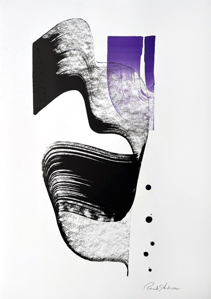 Expressive Abstract Ink Drawing By Randi Antonsen, 17 X 24", Concord Of Sound, Original Artwork