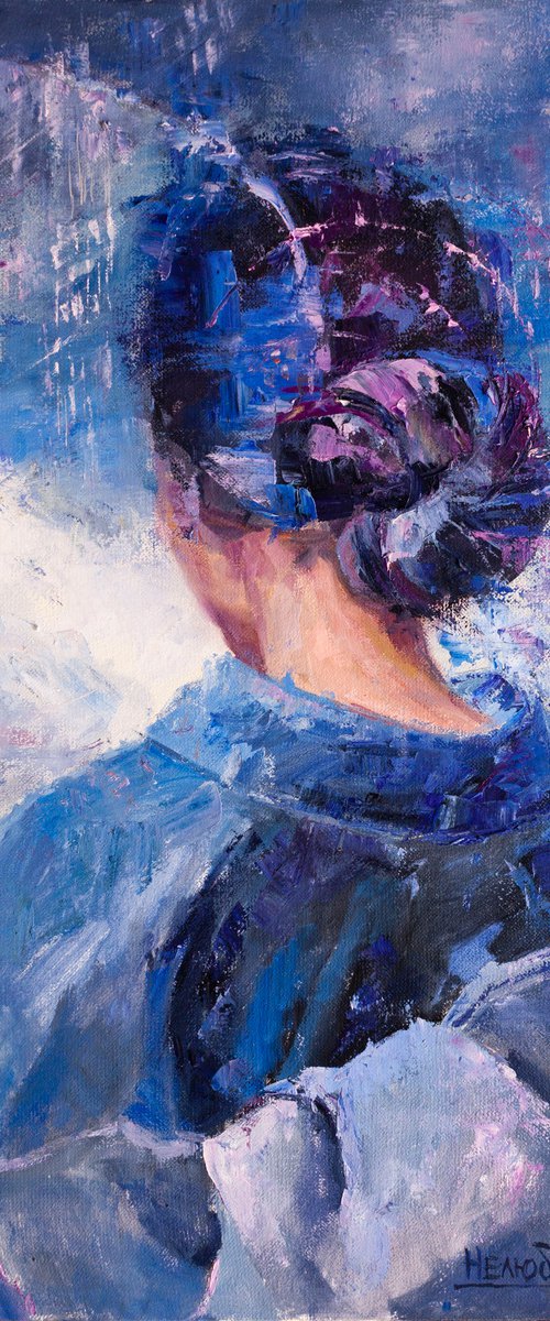 Woman in blue by Aleksandr Neliubin