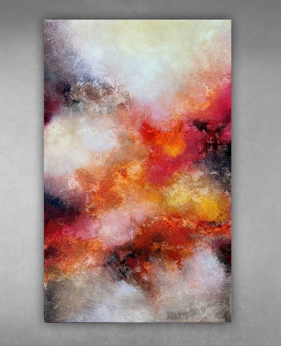 Abstract Acrylic Painting By Andrada Anghel, 30 X 48, Vibrant Embrace, Original Artwork