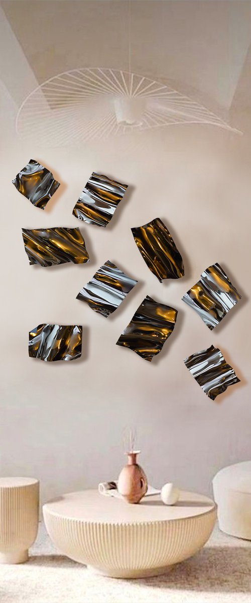 Scattered leaves In Bronze by Anna Sidi-Yacoub