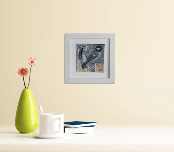 The great tit feather  (framed and ready to hang)