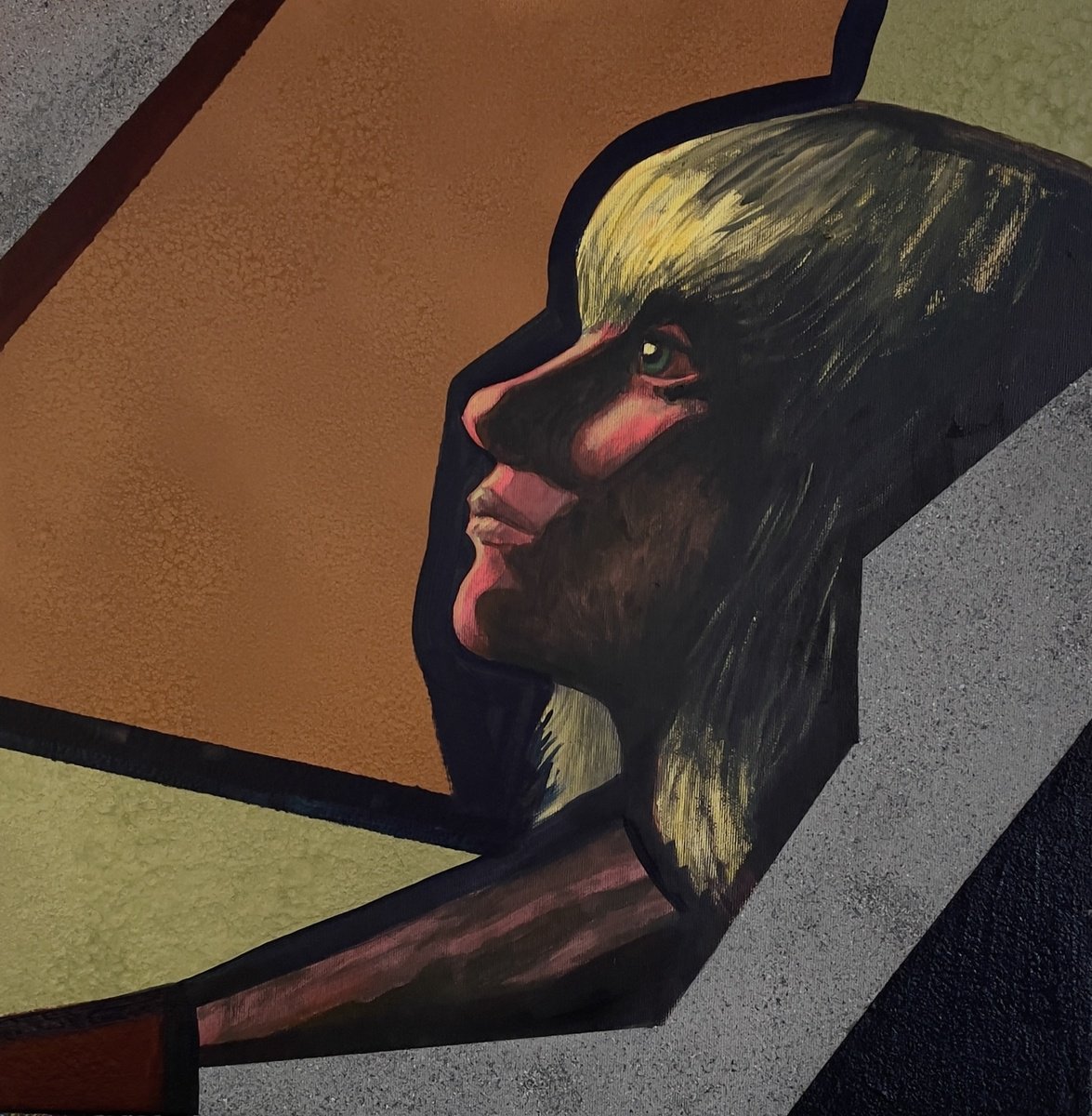 Urban And Pop Portrait Acrylic Painting By Nikola Gulev, 20 X 20", "Hope", Original Artwork