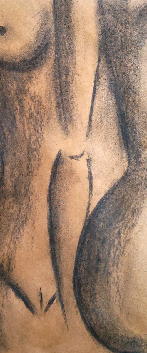 Lesbian Painting LGBT Original Art Couple Artwork Female Nude Drawing Woman Nude Charcoal Sketch Erotic Painting Home Wall Art 12 by 17" by Halyna Kirichenko by Halyna Kirichenko