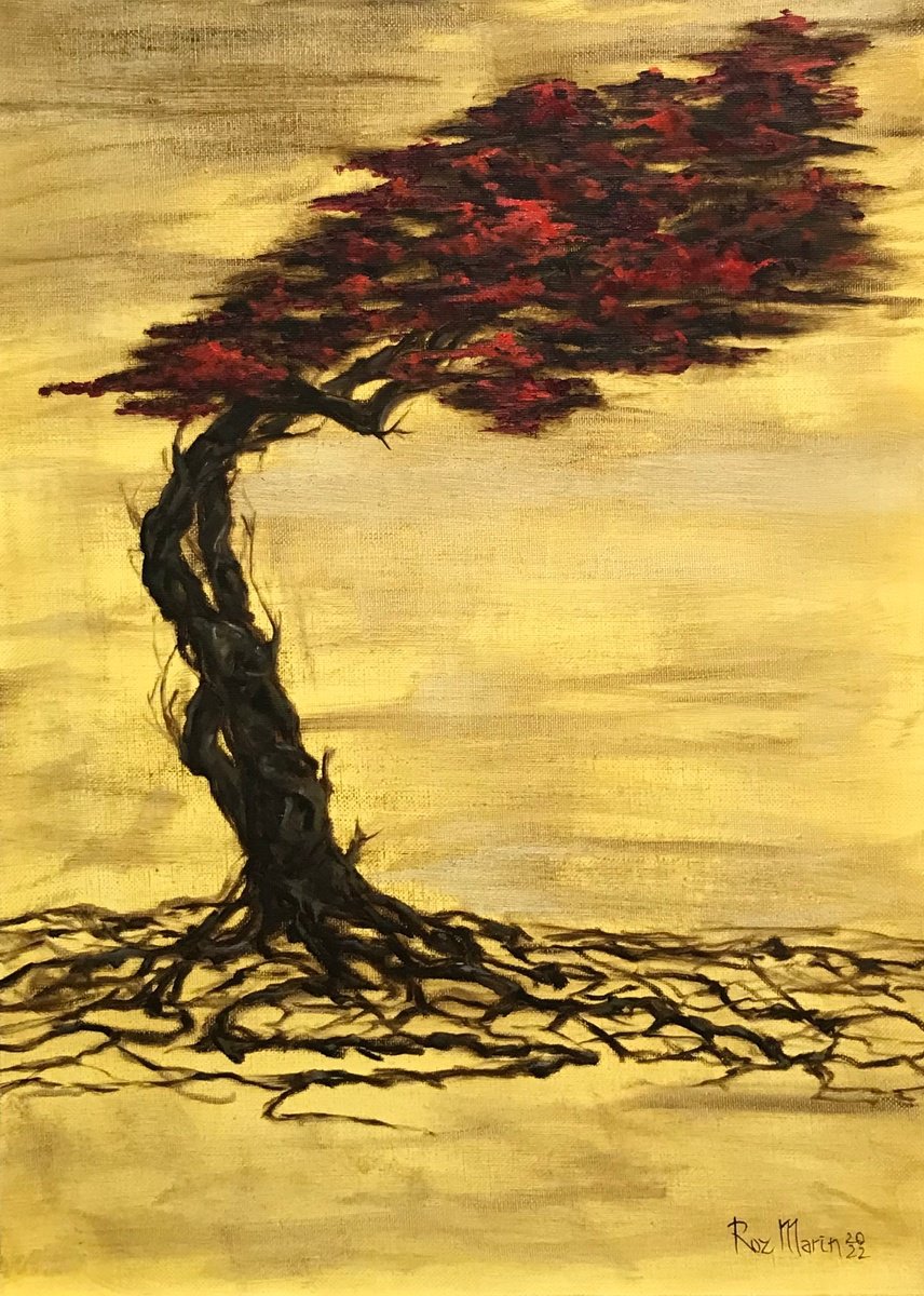 Expressive Botanical Oil Painting By Marina Deryagina, 20 X 28", Aspiration, Original Artwork