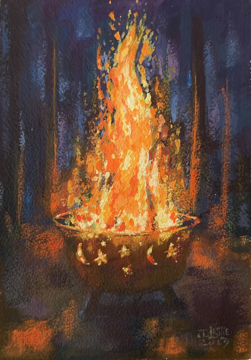 Impressionistic Painting , Firepit By Jimmy Leslie, 5 X 7, Artwork For Sale On Artfinder