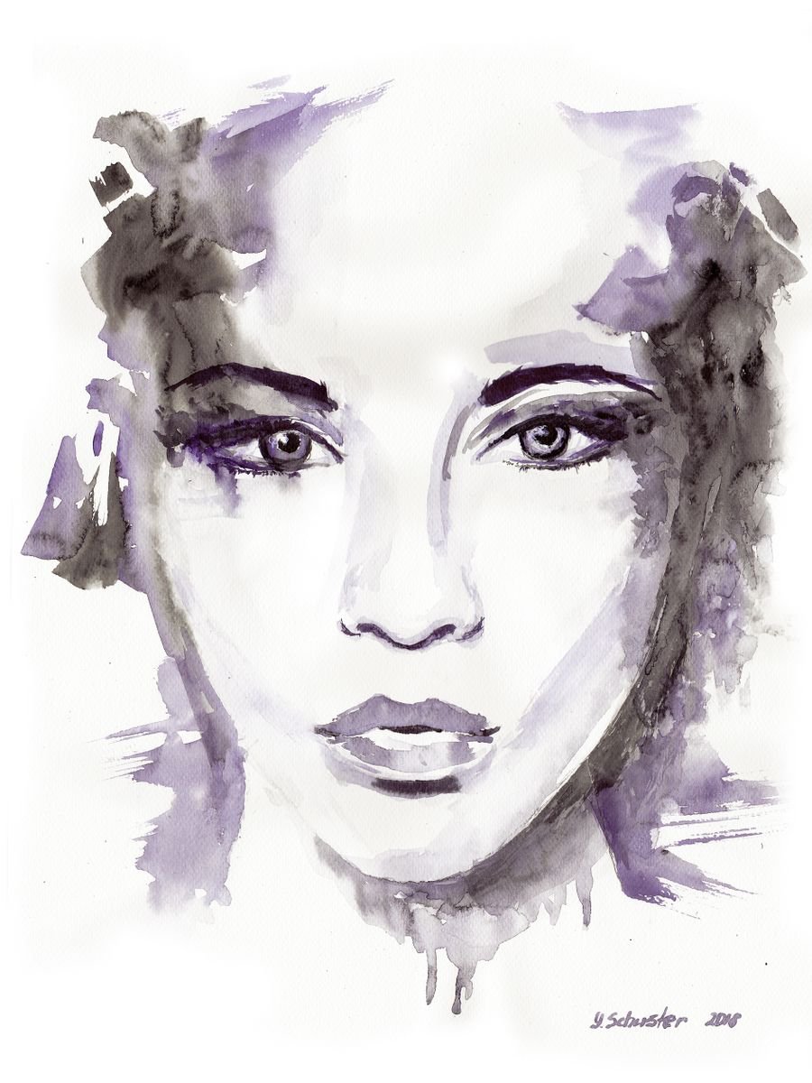 Abstract Watercolour women’s portraits series. Bianca by Yulia Schuster