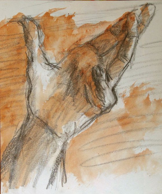 The hand - Drawing - small size - artwork on paper - 16,5X20,5 cm