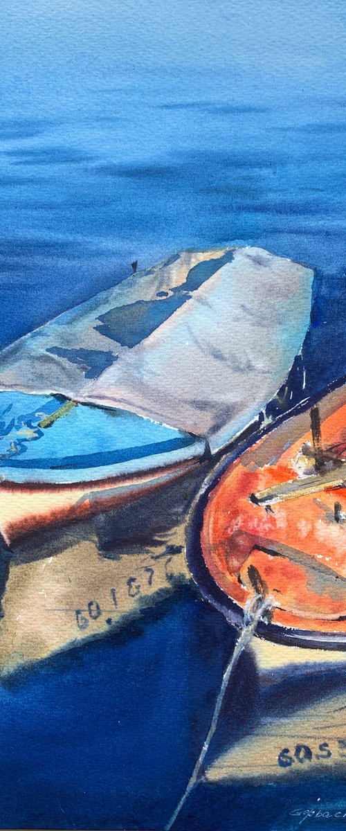 Boats on the pier #3 by Eugenia Gorbacheva