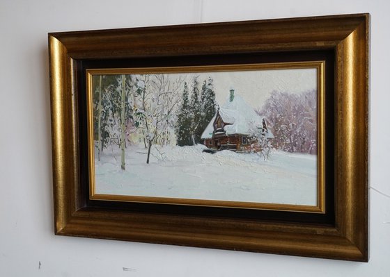 Teremok bathhouse in Abramtsevo in winter