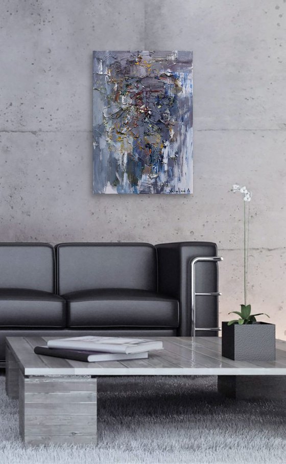 Gray abstraction - Original oil painting