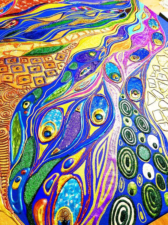 Green purple golden abstract