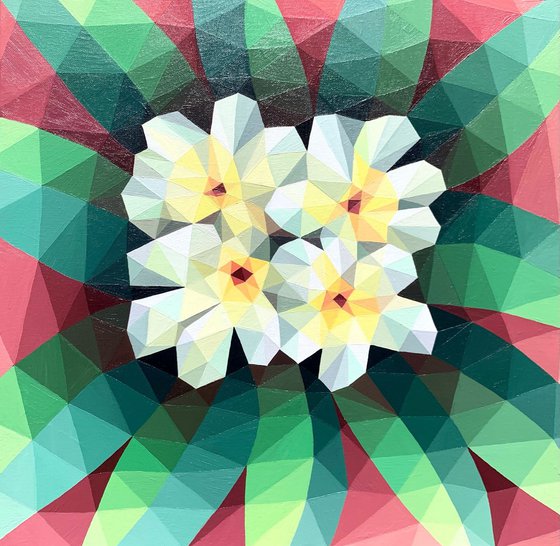 WHITE ABSTRACT TROPICAL FLOWERS
