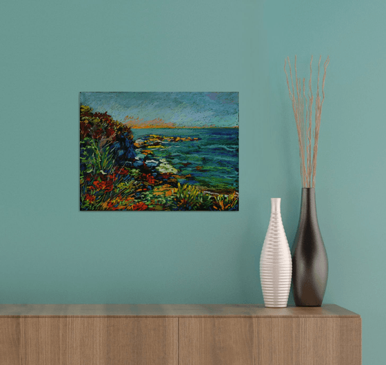 Landscape  /  ORIGINAL OIL PASTEL PAINTING