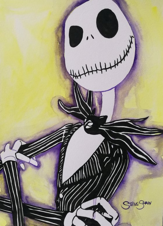 Mr Skellington. Jack Skellington watercolour painting.