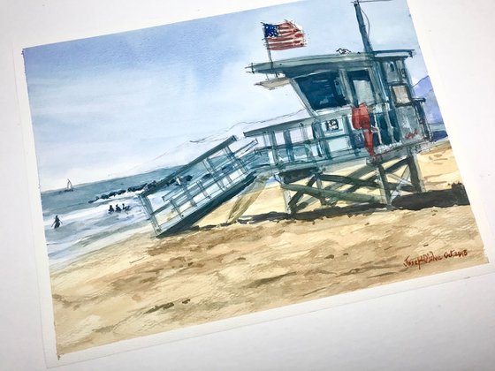 Lifeguard beach deck in California