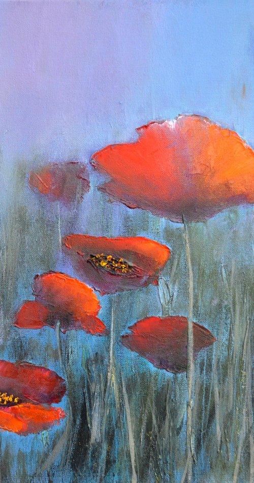 Poppies in the fog by Elena Lukina