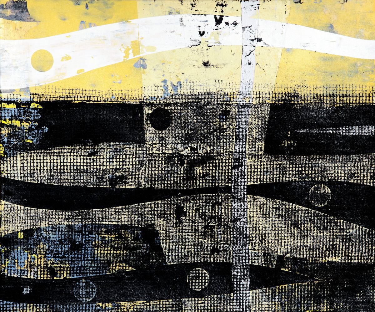 Abstract Acrylic Painting By Petr Strnad, 12 X 10", Territory X., Original Artwork