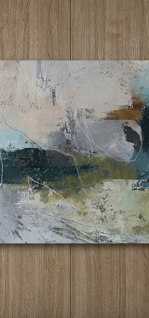 "Fall 4" Blue gray green abstract art by Yana Sagan