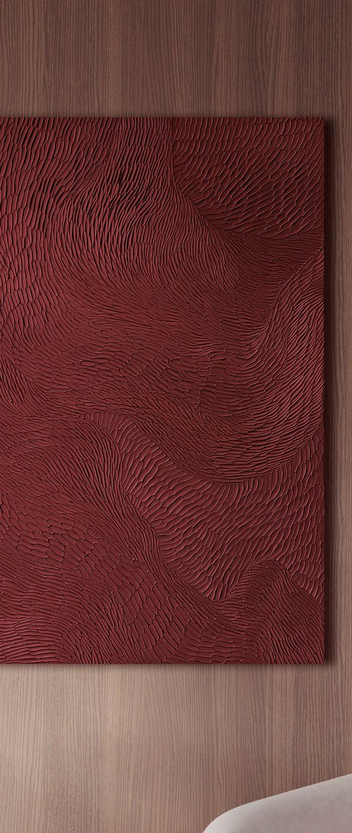 "Burgundy Fluency 5" Burgundy textured art by Alex