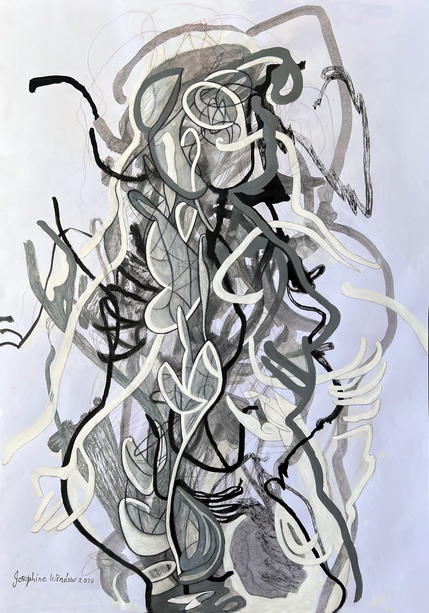 Organic Abstract Painting By Josephine Window, 23 X 33", Microcosm 1, Original Artwork