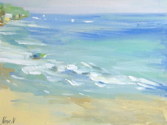 Perfect day.  Oil painting original modern seascape sunny day