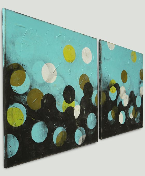 Turquoise Circle Line - Twin XL 160x80cm