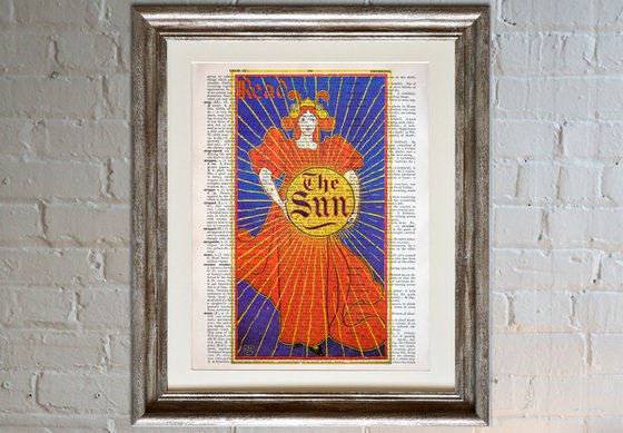 Read the Sun 2 - Collage Art Print on Large Real English Dictionary Vintage Book Page