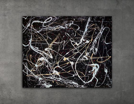 VOK N-11 (XXL) (H)96x(W)120 Multiple orientations Jackson Pollock style abstract painting