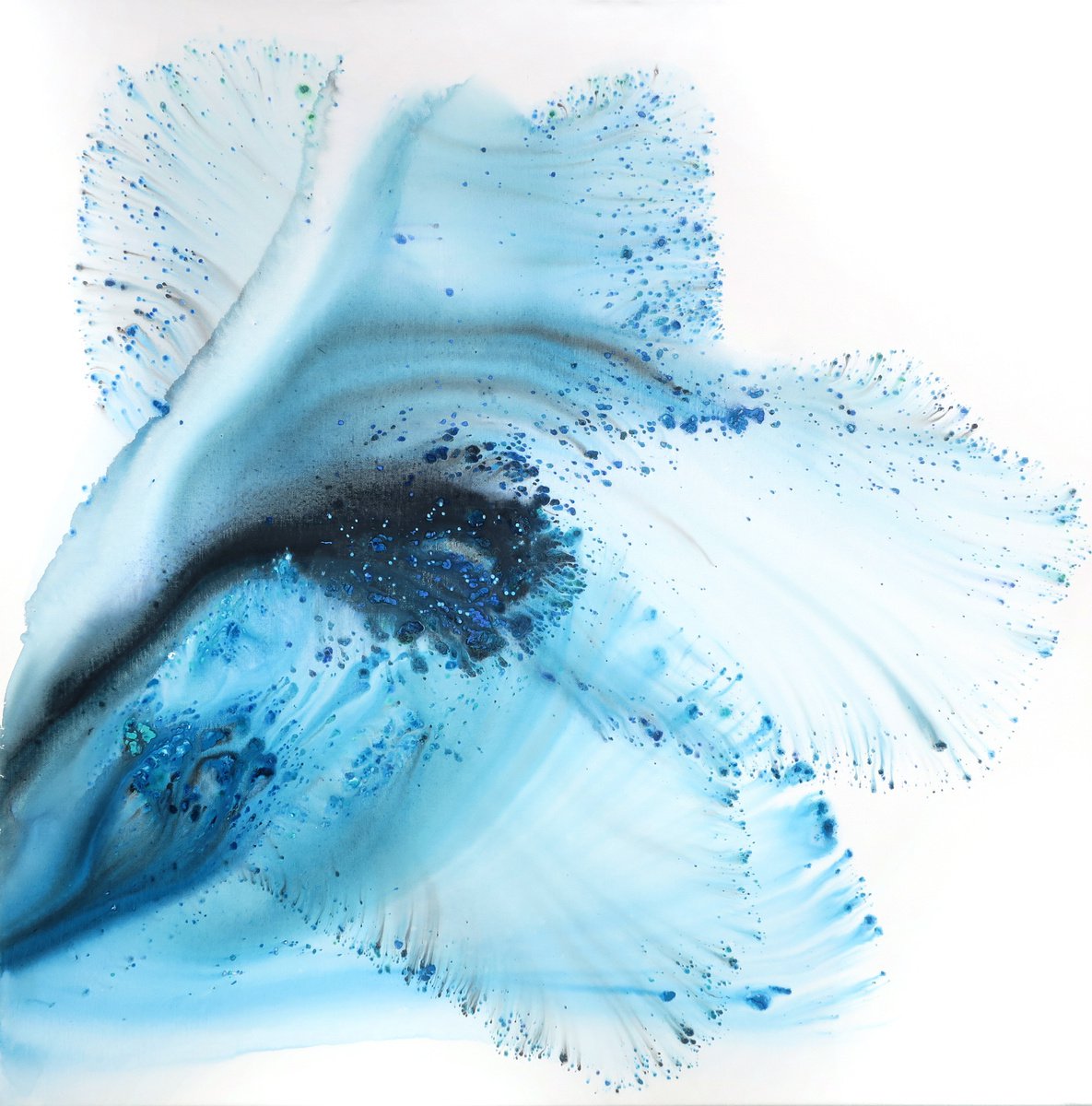 Abstract Acrylic Painting By Muriel Napoli, 39 X 39", Cap Blanc, Original Artwork