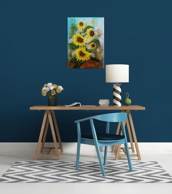Still life with great sunflowers..