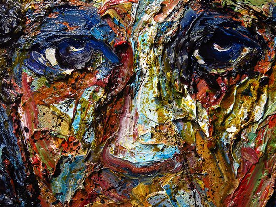 Original Oil Painting Abstract People Portrait Expressionism Art