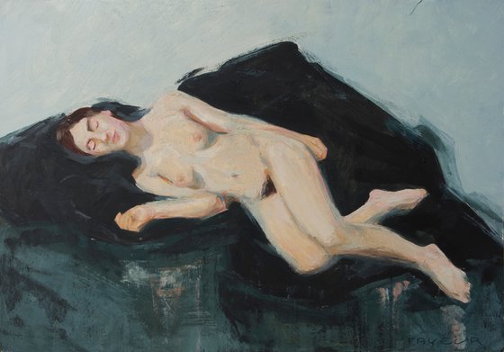 life model study of a nude woman
