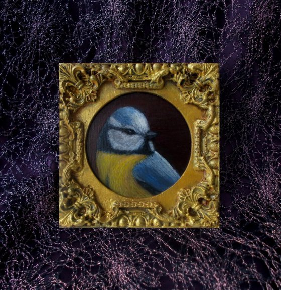 Blue Tit Bird art in frame