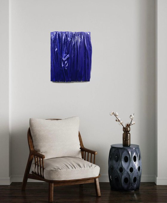 Blue Fabric Waves | Textured Wall Relief