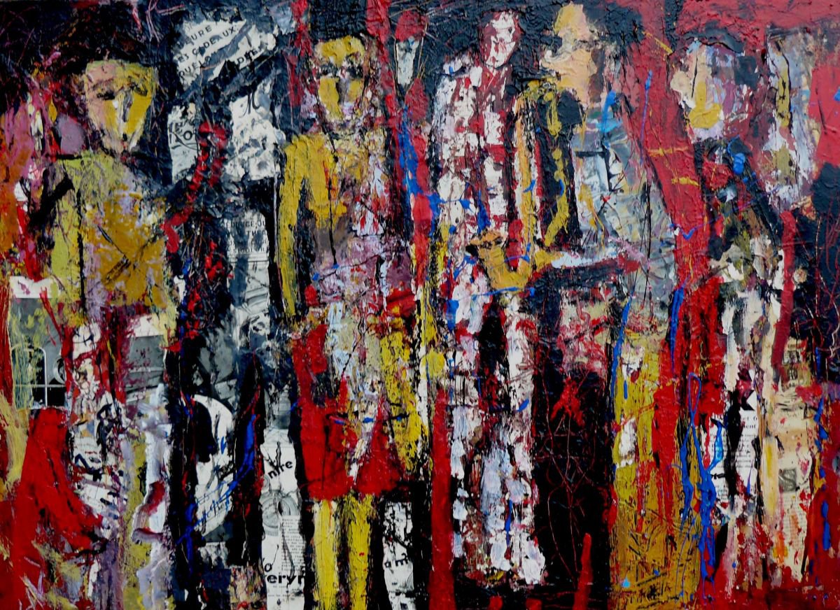 Abstract Painting By Jacques Donneaud, 39 X 28, Musical Graffiti, Original Artwork