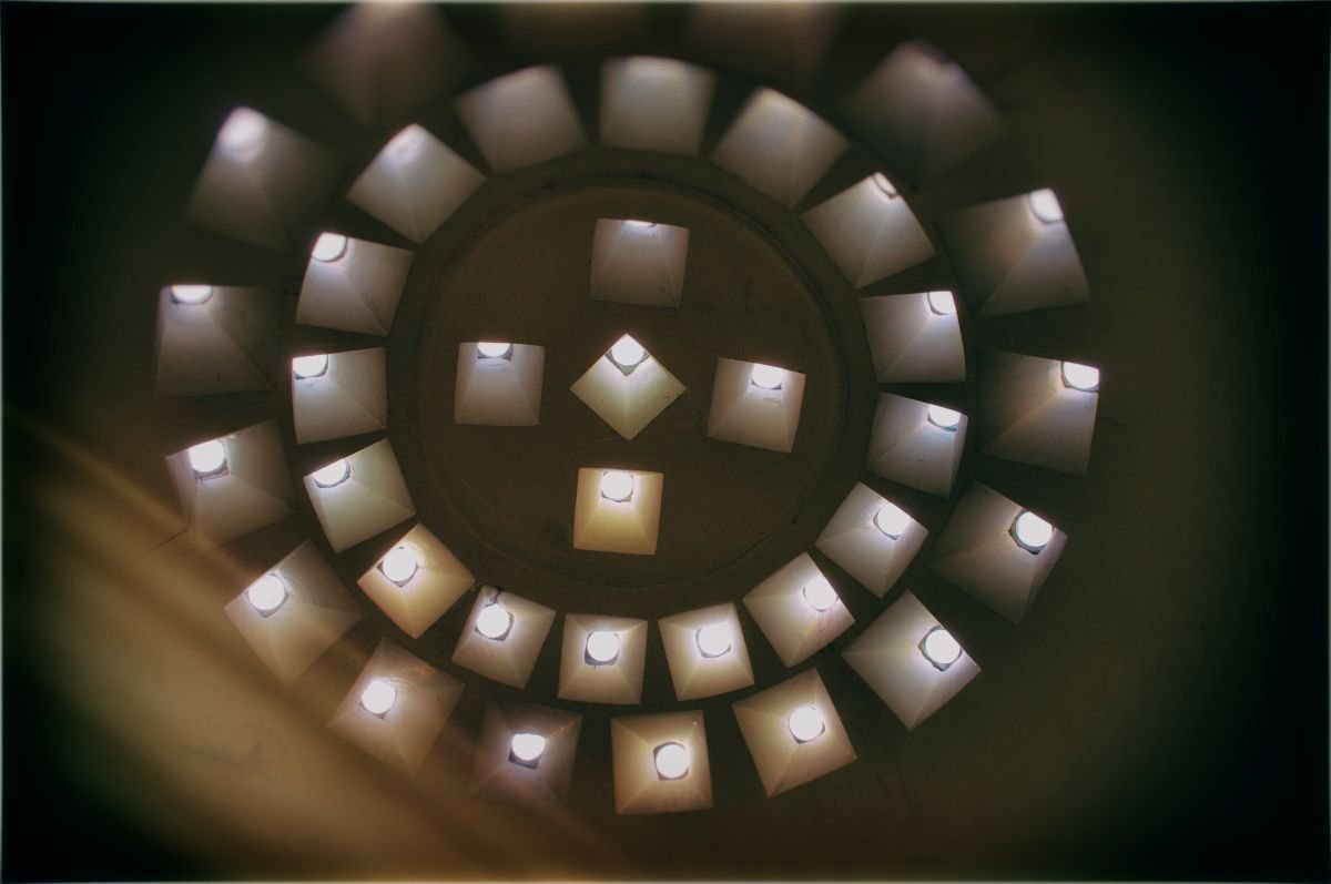 Geometric Cityscapes Photograph By Marc Ehrenbold, 40 X 30", Bath House Lights, Original Artwork