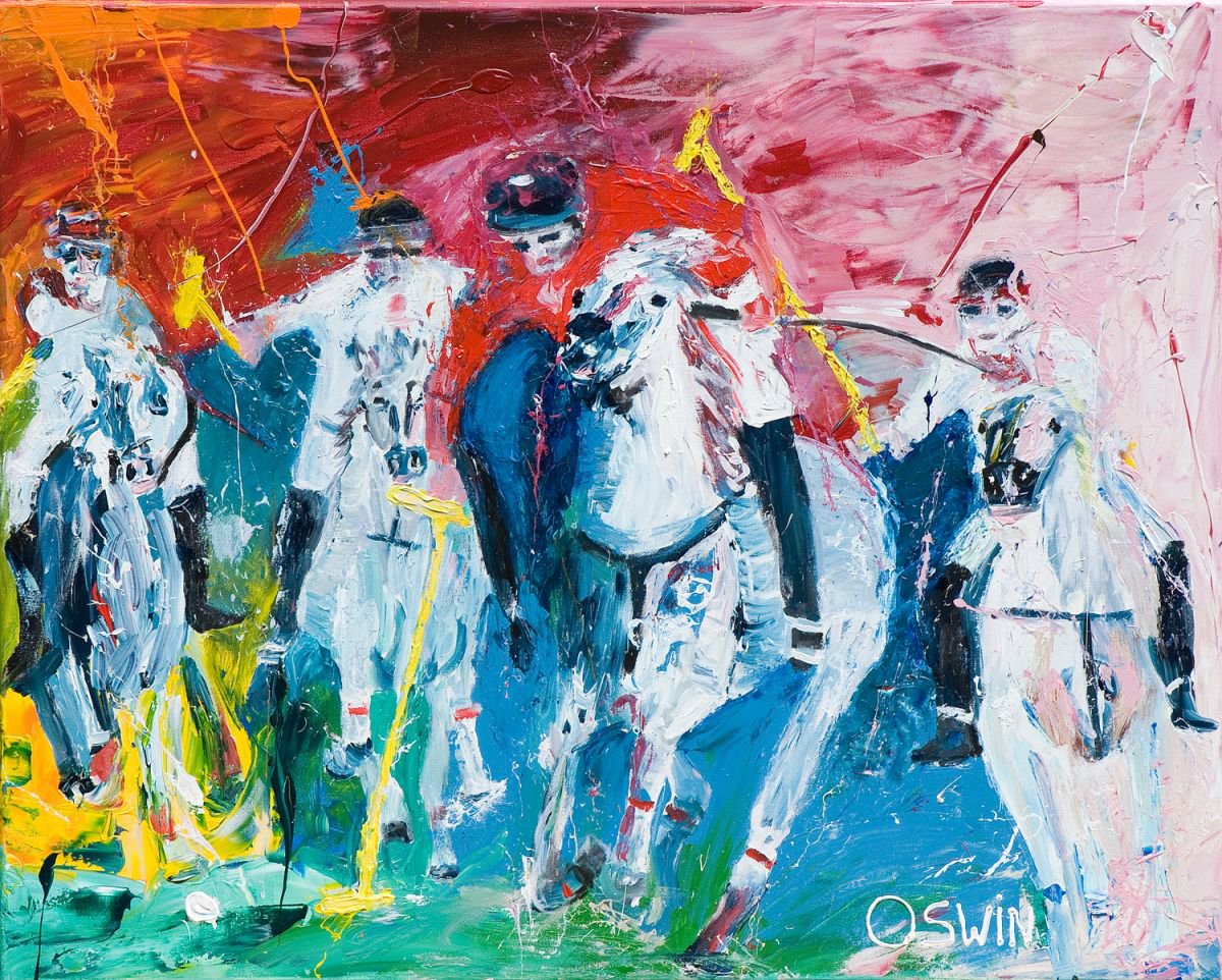Horse painting - POLO 80 x 100 x 4,5 cm. | 31.5x 39.37 Equine art by Oswin Gesselli by Oswin Gesselli