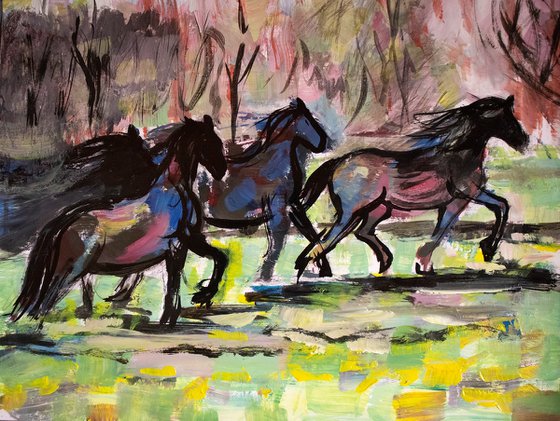 Running horses