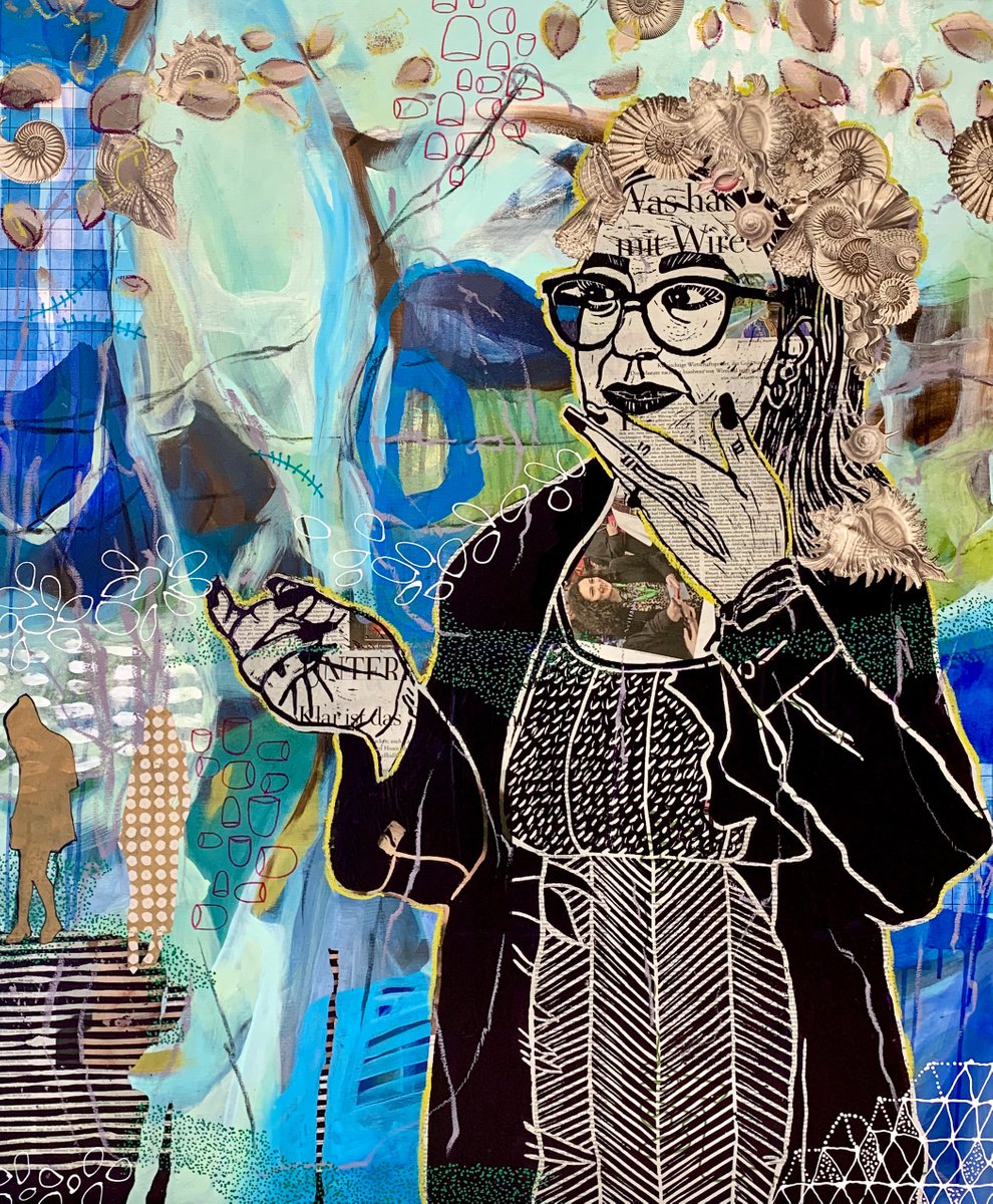 Expressive Portrait Painting By Marita Tobner, 39 X 47", A Little Taste Of -, Original Artwork