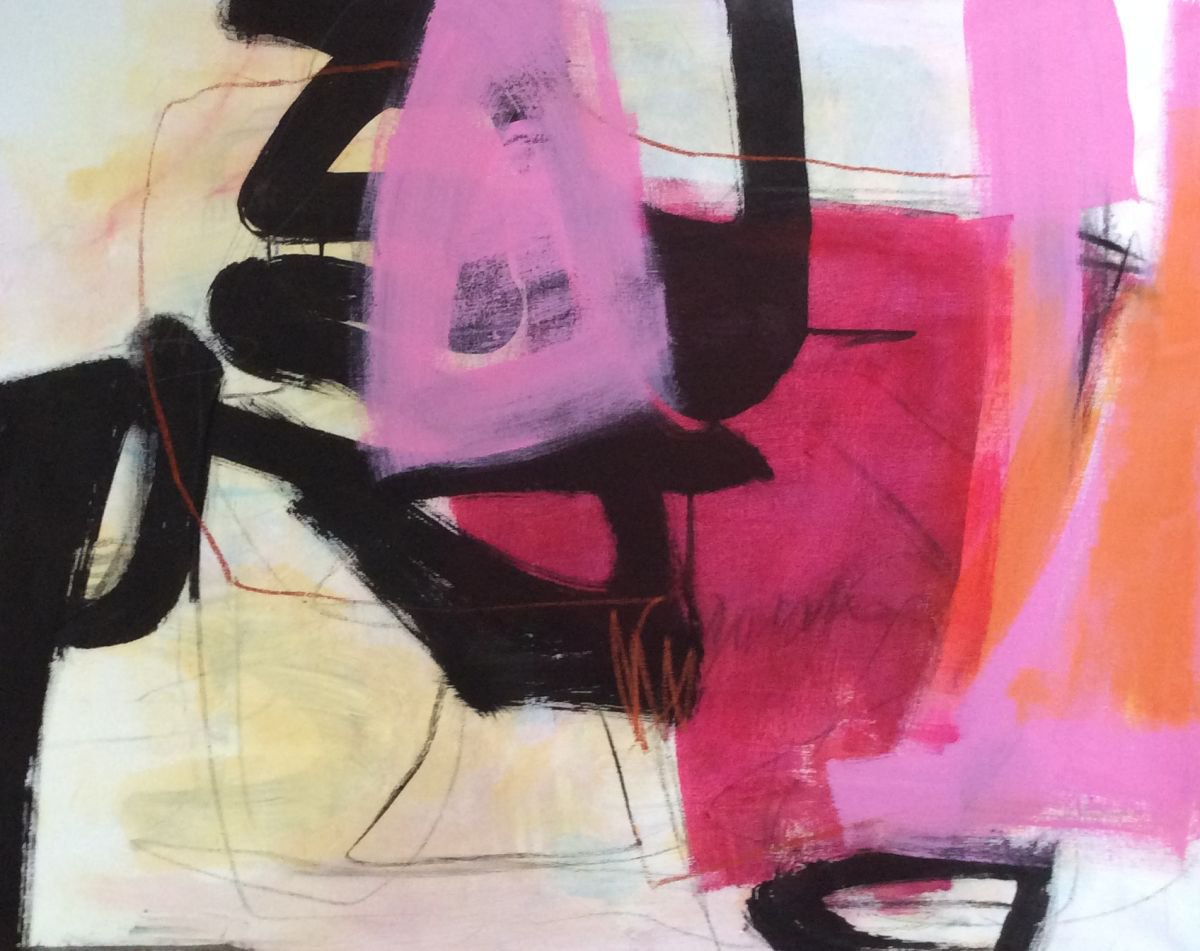 Abstract Acrylic Painting By Linda Coppens, 39 X 31", Relation N°2, Original Artwork