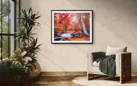 " river in autumn forest "