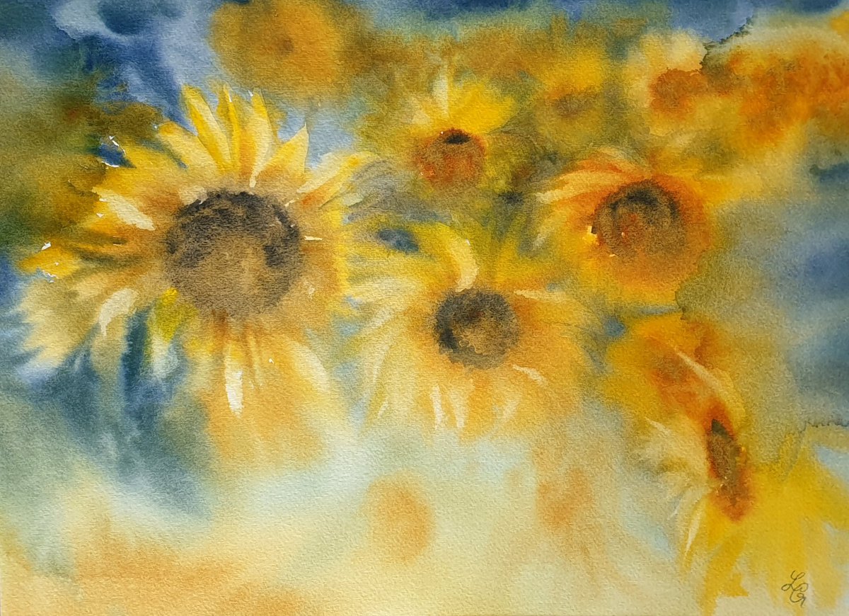 Sunflowers fields. by Elena Genkin